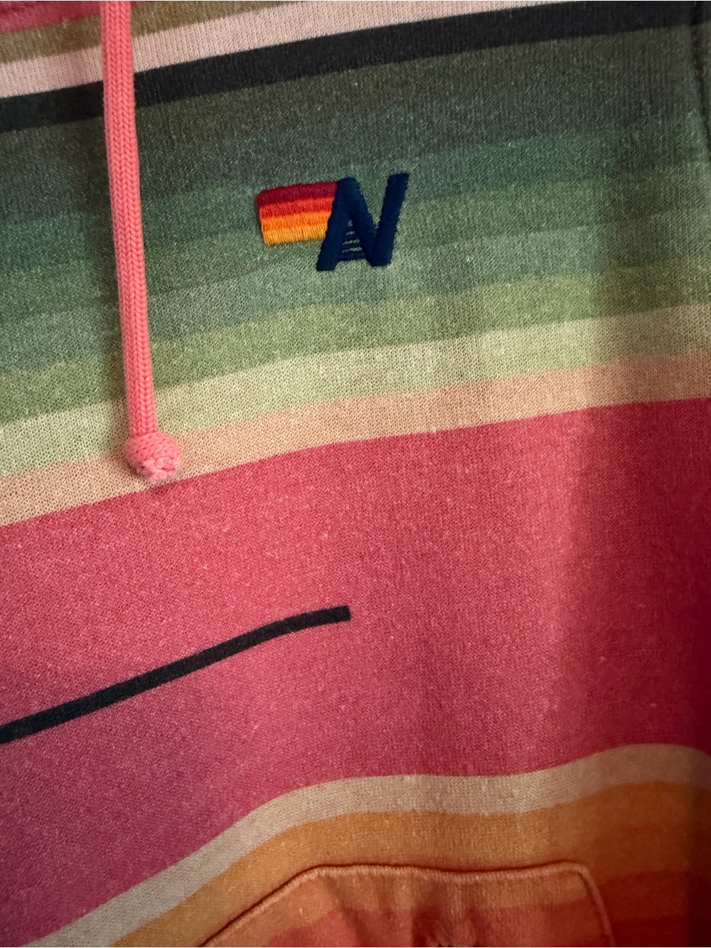 Aviator Nation Pink Serape Stripe Ninja Pullover Hoodie Size M - Picture 3 of 7
